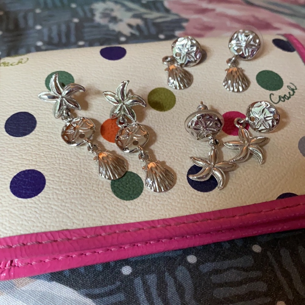 Earrings. Beach Vibe Silver color Lot of 3 pairs